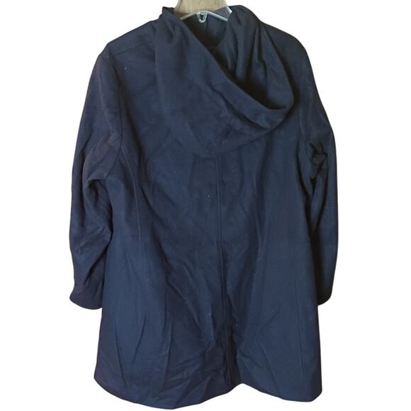 Forecaster of Boston Woman 18W Navy Blue Wool Blend Button Front Lined Peacoat - Picture 3 of 7